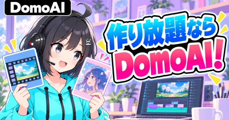 作り放題ならDomoAIとアニメ画と映像カードを持つ女の子