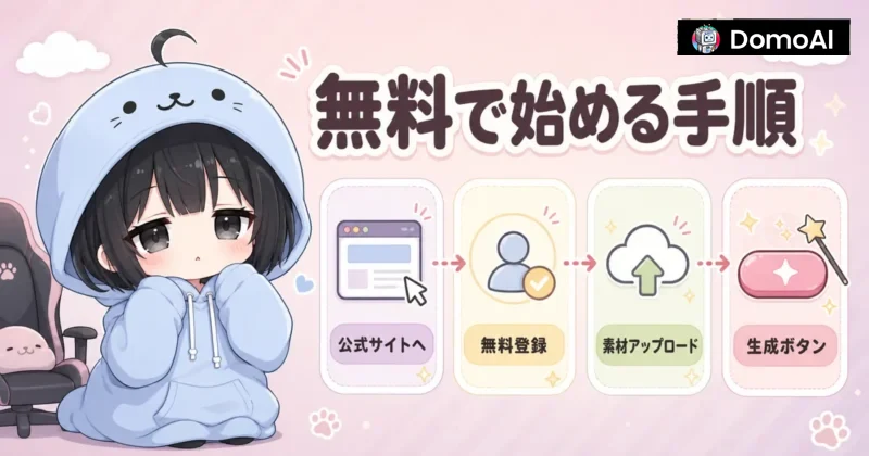 DomoAIを無料登録して使い始める手順のイメージ