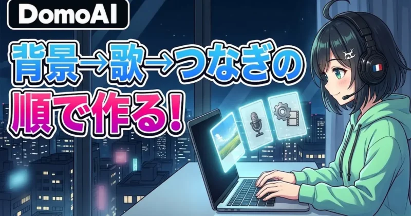 DomoAIのMV用カットは背景・歌・つなぎの順で作る