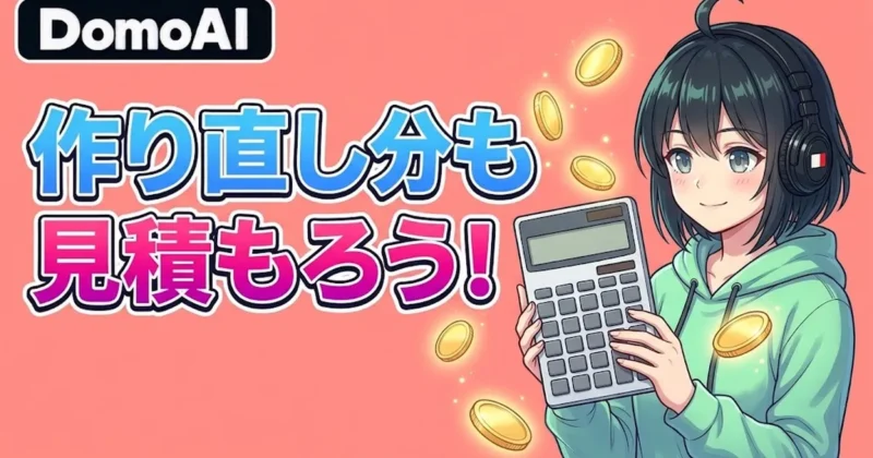 DomoAIのMV作成は作り直し分のクレジットも見積もる