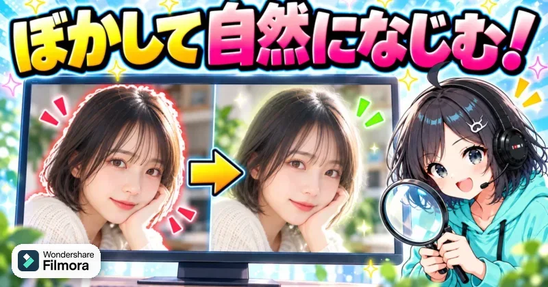 カラーマスクの境界が浮いたときはぼかしで自然になじませるイメージ