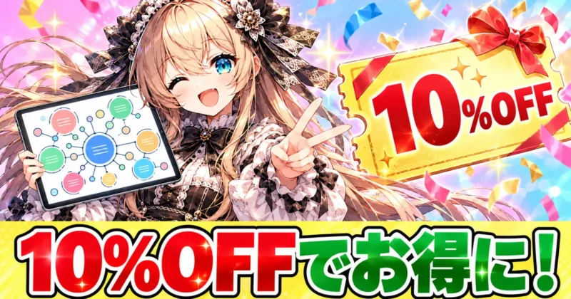 EdrawMindは10%OFFでお得にのまとめバナー