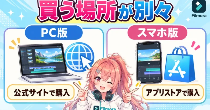 FilmoraのPC版とスマホ版は買う場所が別々