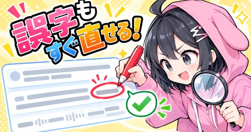 文字起こしした字幕の誤字をすぐ直せることを示すバナー