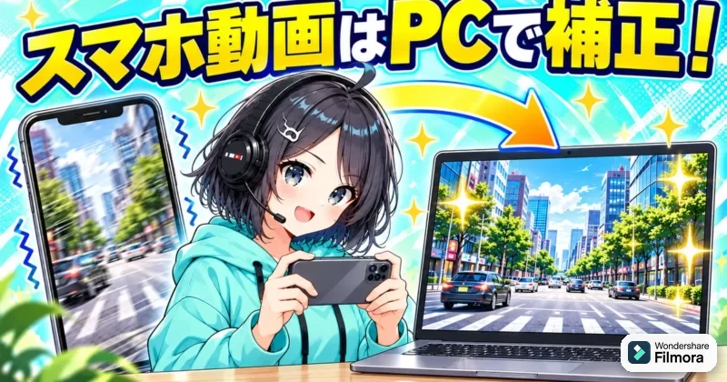 スマホ動画はPCのFilmoraで手ぶれ補正