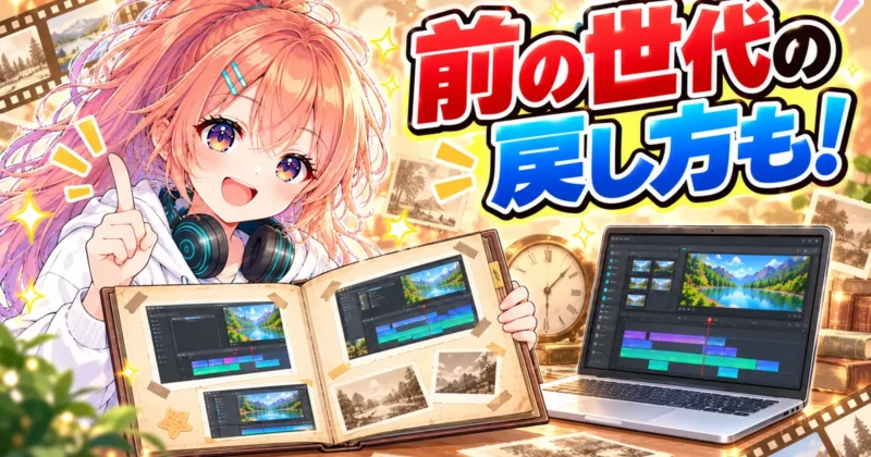 Filmora14から13への前の世代の戻し方も紹介するバナー