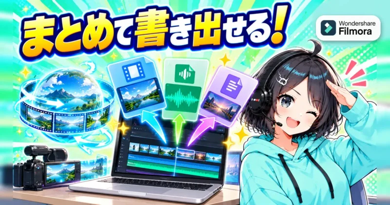 一括エクスポートで複数のファイルをまとめて書き出すイメージ