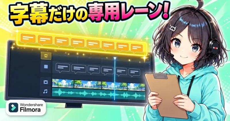Filmora16の字幕トラックは字幕だけをまとめる専用レーン