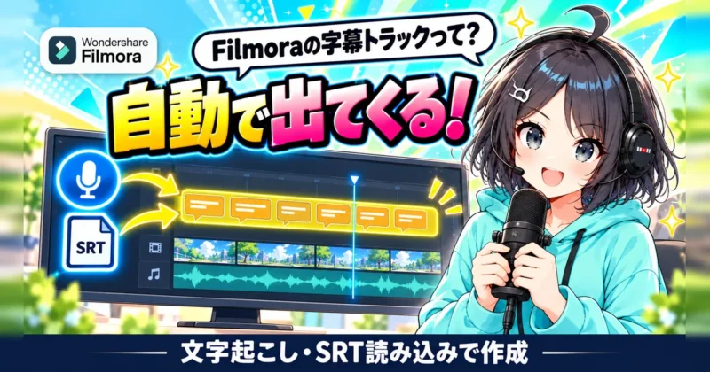 Filmoraの字幕トラックは文字起こしやSRT読み込みで自動で出てくる