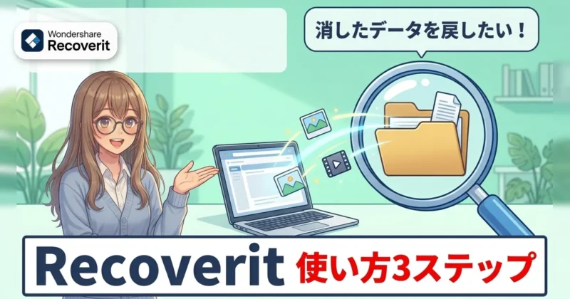 Recoverit（リカバリット）の使い方3ステップのイメージ