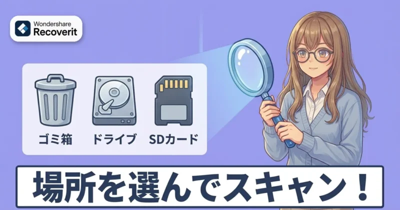 Recoveritで場所を選んでスキャンするイメージ