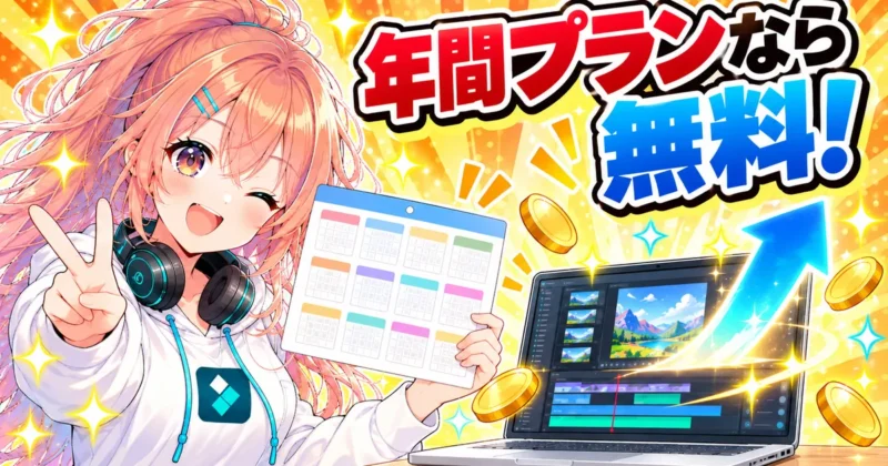 年間プランならFilmoraのメジャーアップデートは無料のバナー